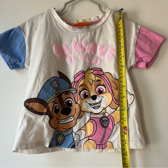 🌼 5/$25 Nickelodeon Paw Patrol Girls T-Shirt Chase & Skye Sequin Graphic 4T - Picture 5 of 11